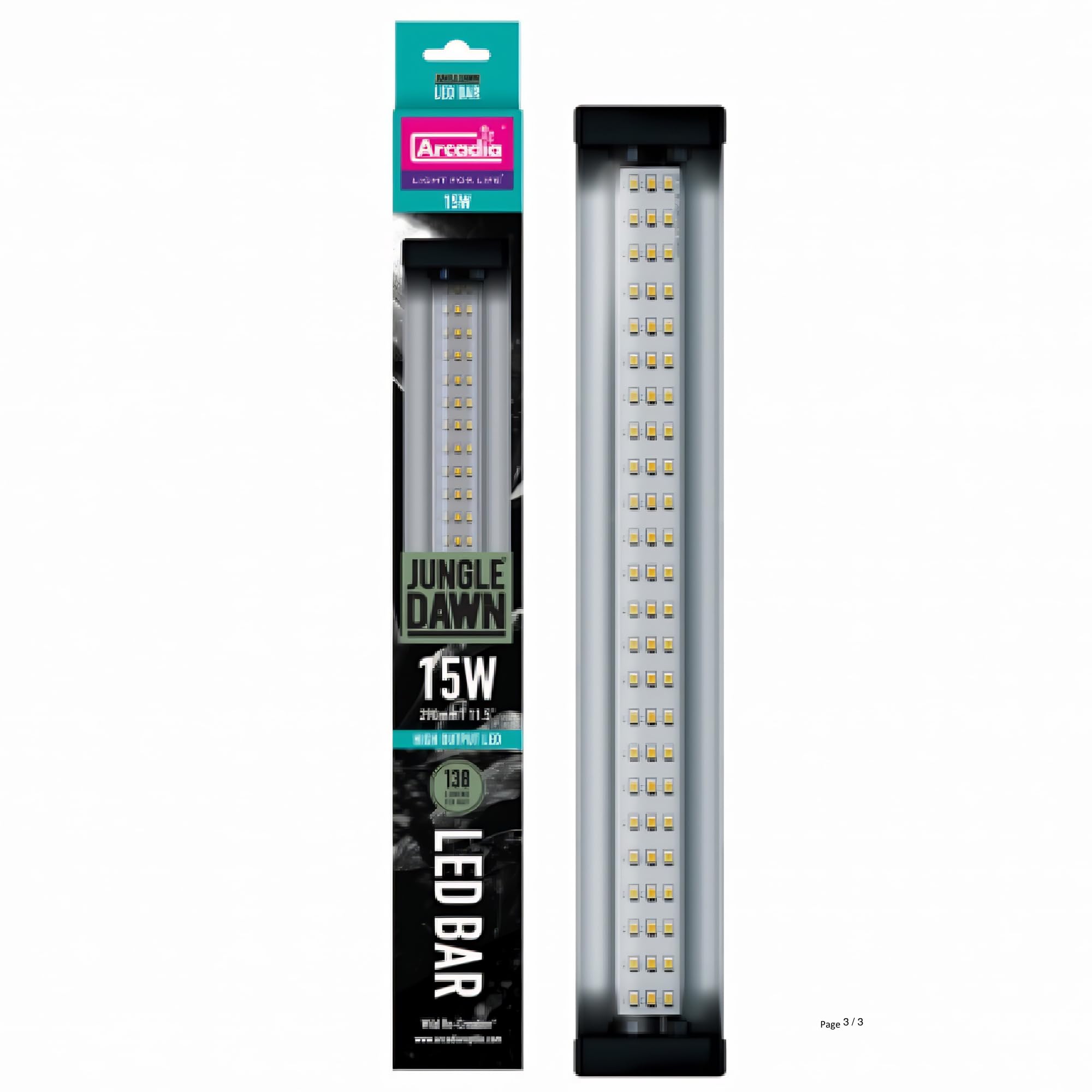 Arcadia Jungle Dawn LED Bar 290mm, 11.5", 15W - Full Spectrum Reptile & Plant Grow Light | 6200K Natural Sunlight | CRI 85 | Linkable | Dimmable | Terrarium & Vivarium Lighting