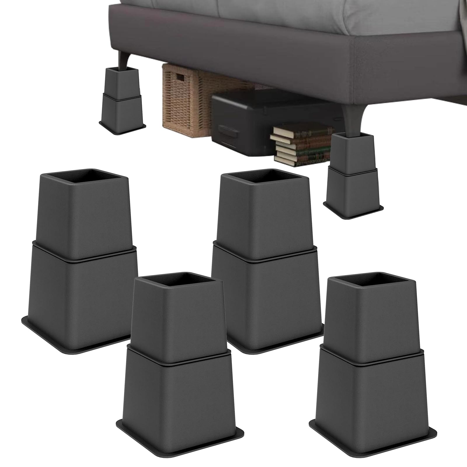 Photo 1 of Demiwise 8" Bed Risers - Set of 4, Grey