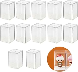 Clear Display Case Design 12Pack Single Display Case Thickened Cabinet Stand Free Standing Lockable Showcase for Mini Pop Figures Collectibles Mini Toys Gemstone Figures Collectibles (12 PCS Single Case Thickened)