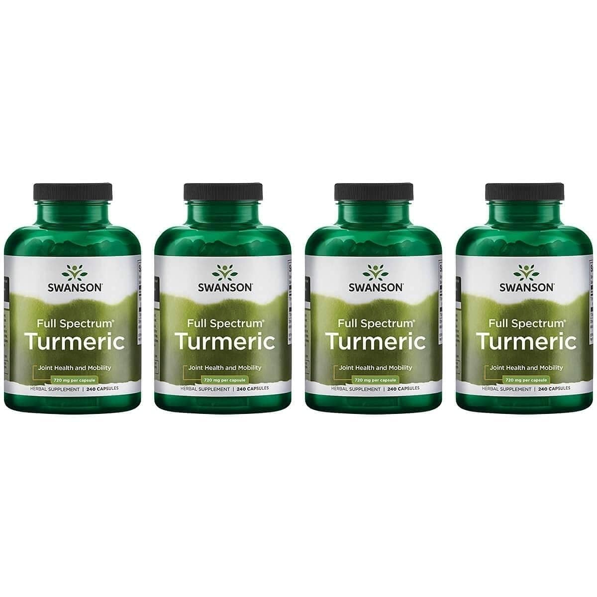Swanson Full Spectrum Turmeric Curcumin, 240 Vegan Capsules, 4 Pack 240 Count (Pack of 4)