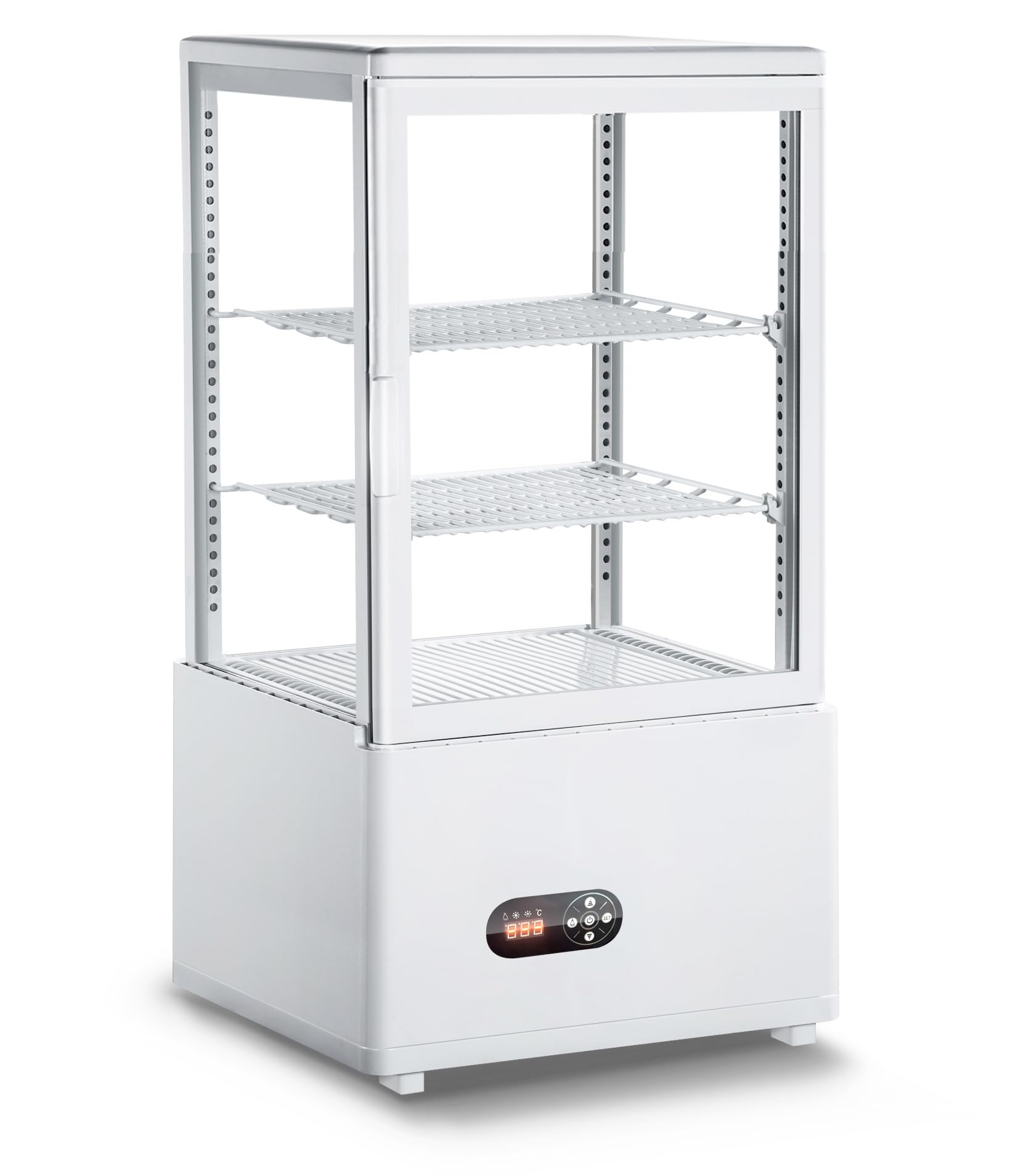 Vitrina Refriguerada Expositora, 58 L, Estantes Ajustables, Iluminación LED, Blanco y Negro medida 45,2 x 40,6 x 81,82 | Vitrina Horeca