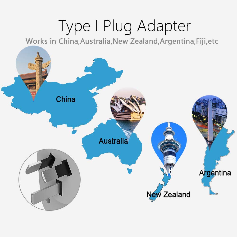 China Australia New Zealand Power Plug Adapter, TESSAN Type I Travel