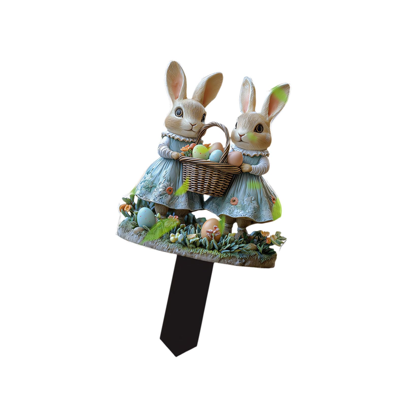 Meiliyizu Eye Catching 2D Acrylic Decorative Rabbits Shaped Garden Stake Ornament Perfect for Seasonal Celebration Easter Conies Garden Stake