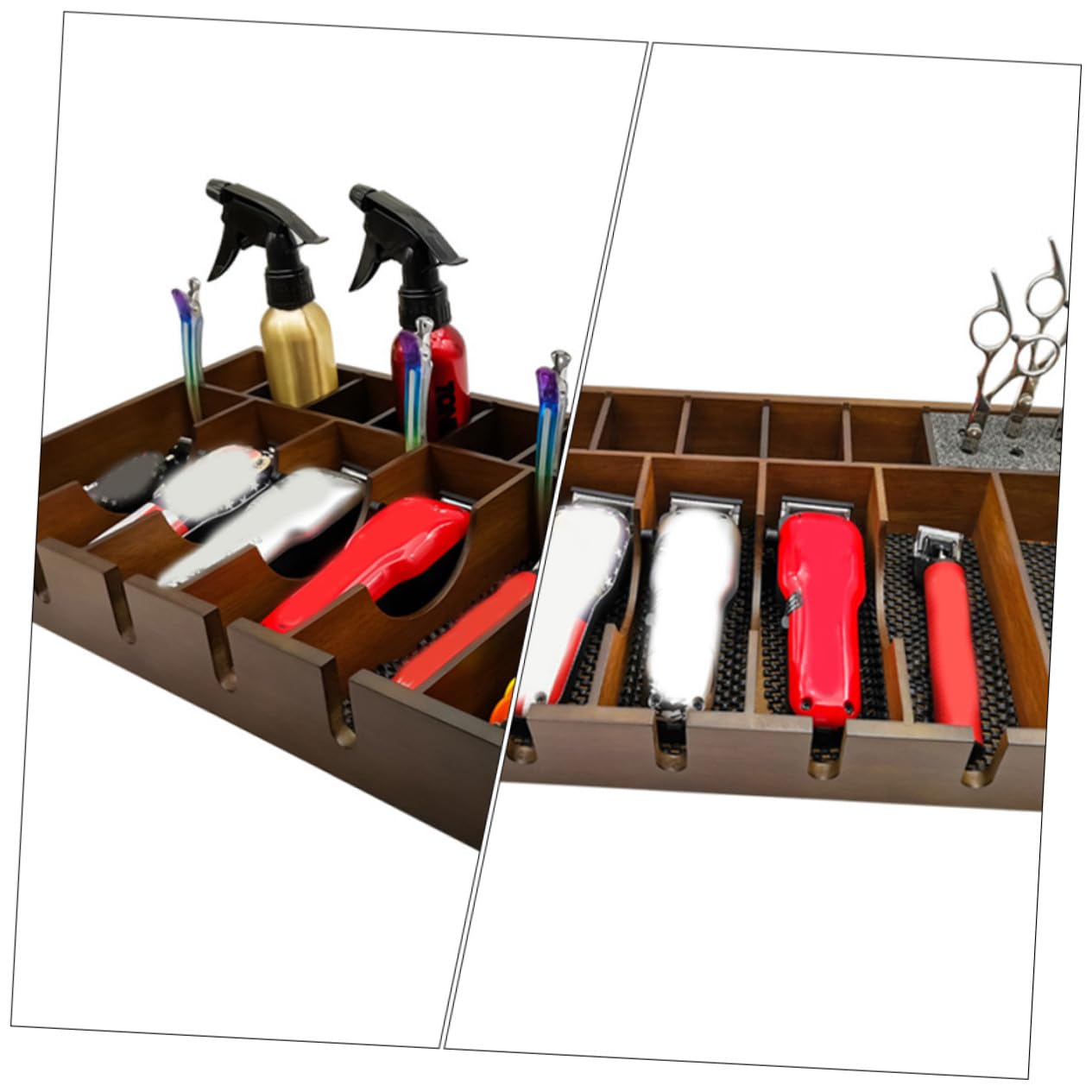 STOBAZA Support de Tondeuse Bois Massif pour Salon Coiffure Plateau Rangement Élégant pour Coupe Cheveux Organisateur Pratique pour Outils de Coiffure Électriques