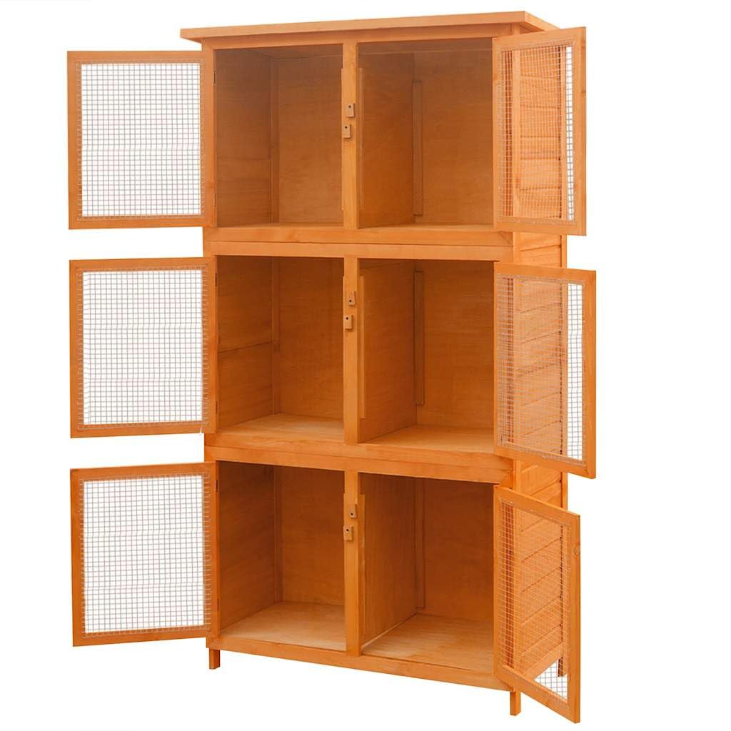 Conigliera a 6 Stanze in Legno di Abete, 102 x 48 x 180 cm