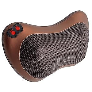 Almohada de Masaje - Diseño Ergonómico, 8 Cabezas Bidireccionales, 3 Velocidades Ajustables, Función de Calor Suave, Ideal para Hogar y Viajes, Incluye Adaptador para Coche y Pared