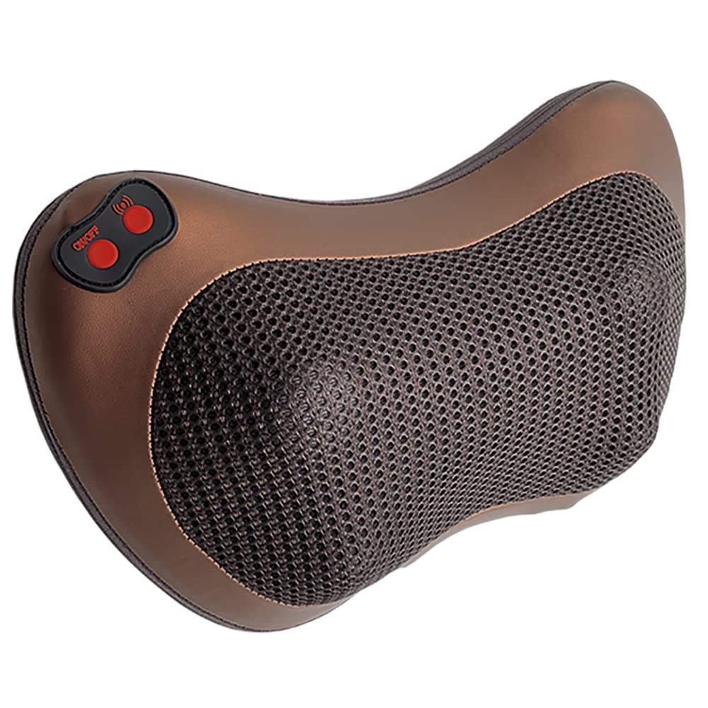 DISPAU Almohada de Masaje - Diseño Ergonómico, 8 Cabezas Bidireccionales, 3 Velocidades Ajustables, Función de Calor Suave, Ideal para Hogar y Viajes, Incluye Adaptador para Coche y Pared