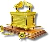 Gold Plated The Ark of The Covenant Figurine Model (11” x 6.5” x 8.5”) with Contents - Aaron's Rod, Manna, Ten Commandments - Detailed Replica Tabletop Decor