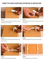 Vista 8 de Kit de flejado de bandas de embalaje de plástico, correas de polipropileno de 1/2 "x 500' y 100 hebillas, azul