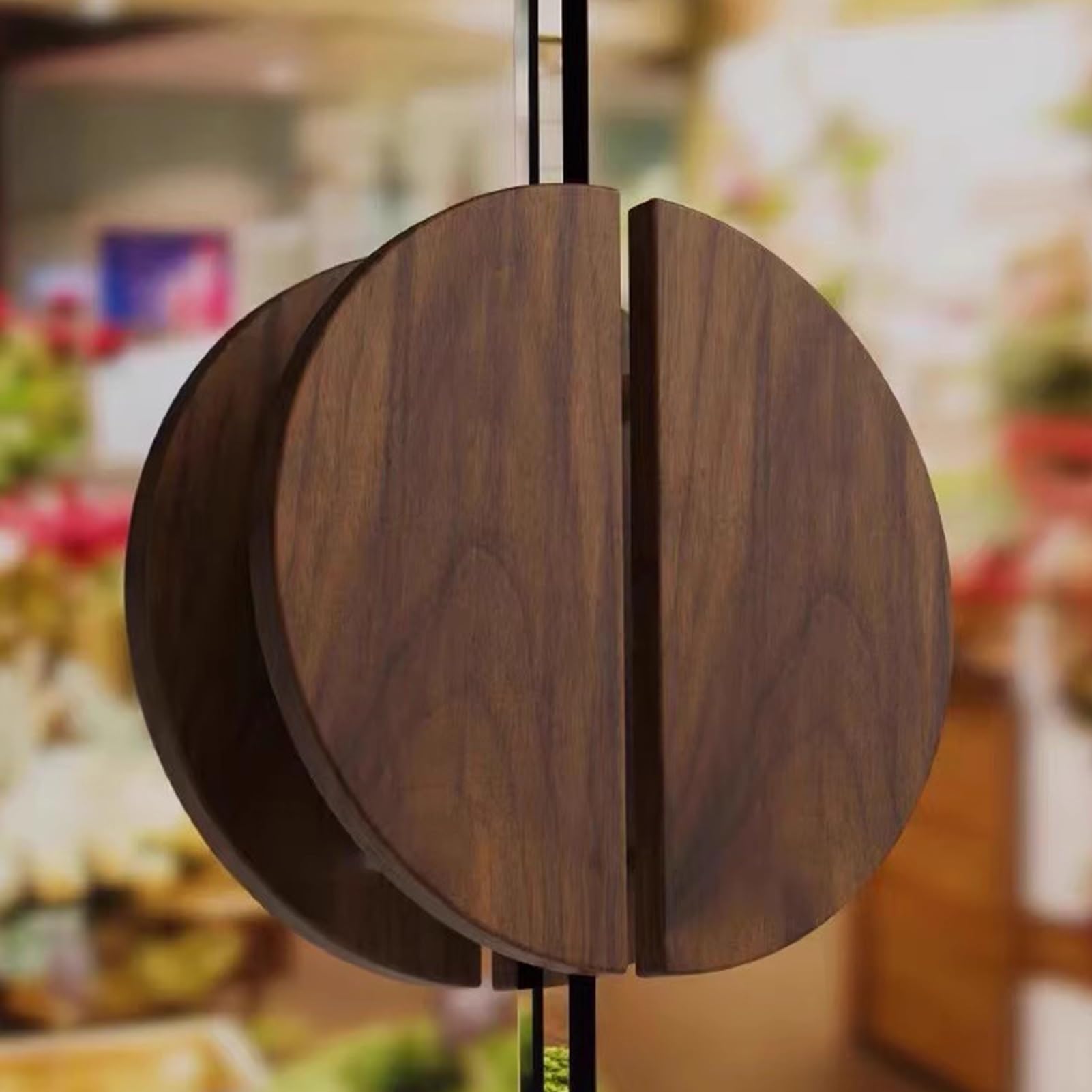 Manija de puerta de madera, asas redondas sólidas con accesorios de montaje, manija de puerta delantera y principal de vidrio de doble cara para entradas e interiores