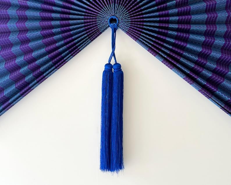 MadeTerra S Decorative Folding Fans, Bamboo Fan Large Bamboo Fan Wall Art Hanging Decor Folding Fan 25.5 x 17.7 inch BLUE