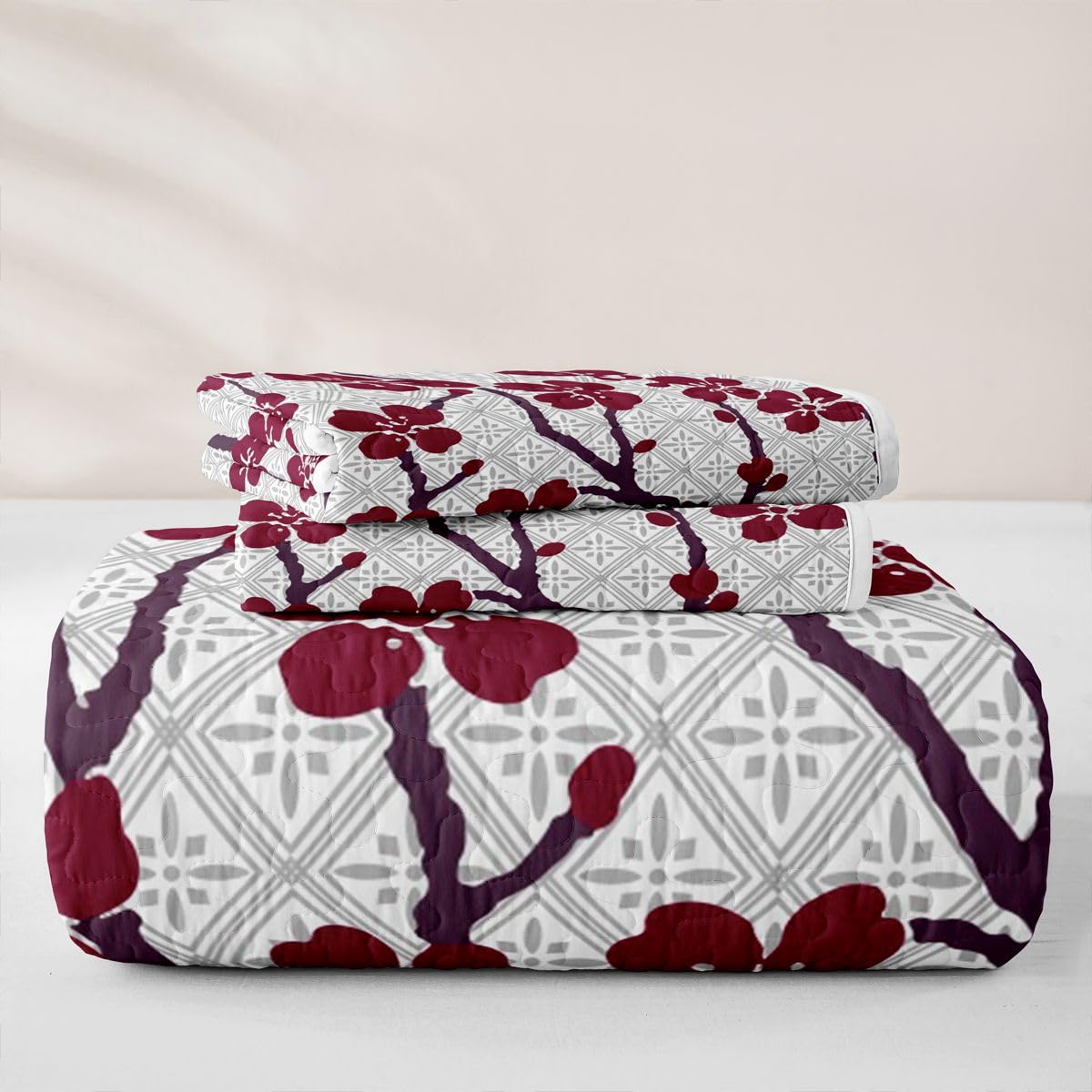 Homewish Cherry Blossom - Set copripiumino king size, 3 pezzi