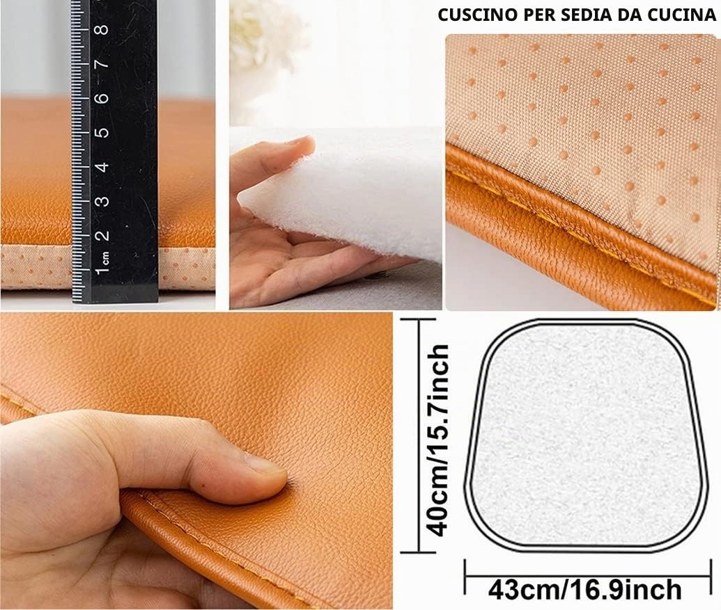 Cuscino per Sedia in Pelle per Cucina Sala da Pranzo 1/2/4 Confezioni Cuscino per Sedia Cuscino per Seduta Antiscivolo 40 * 43 Cm (Colore: Beige Dimensioni: 4 Confezioni)