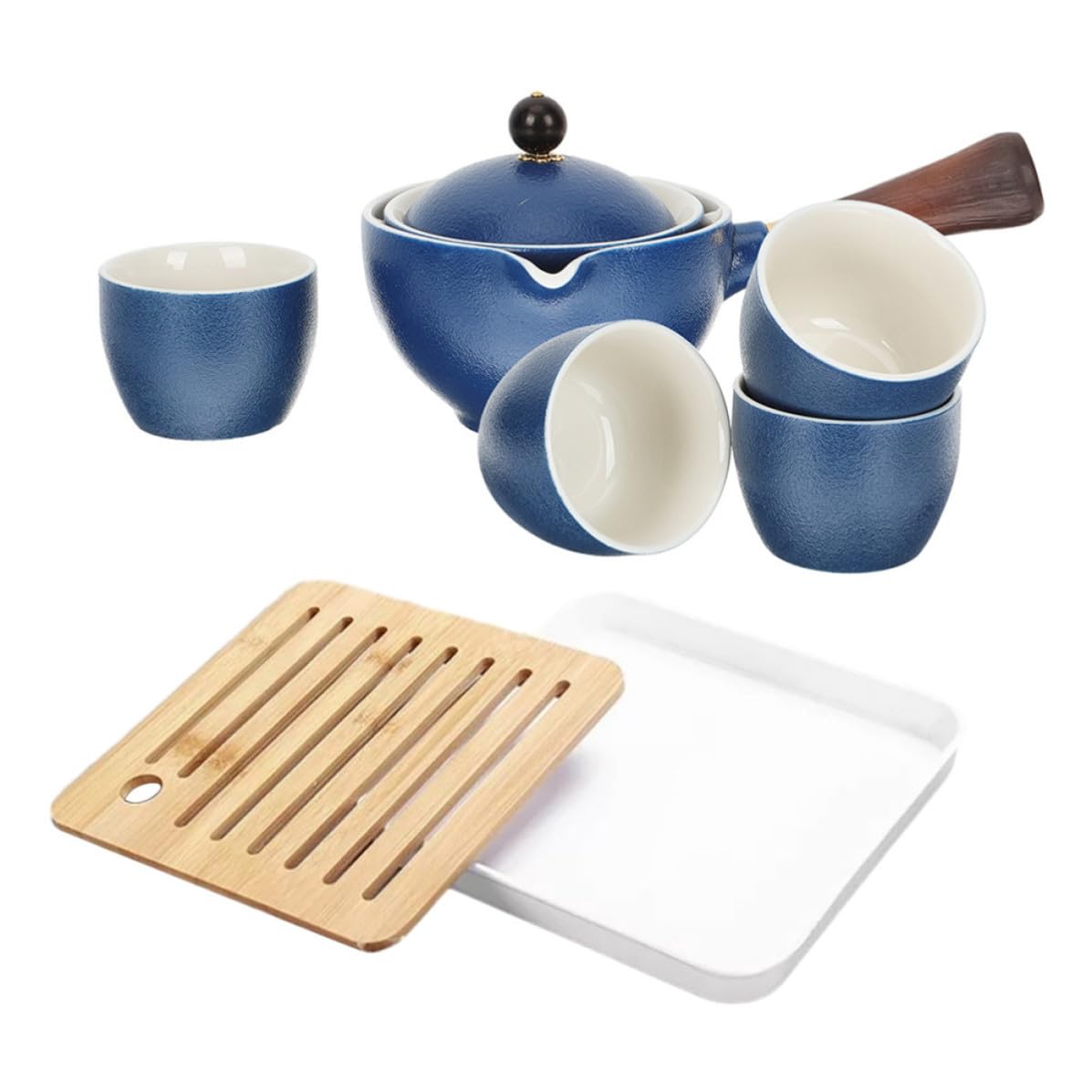 Ciieeo Keramik Teeservice mit Drehbarer Teekanne, 160ml, Chinesisch