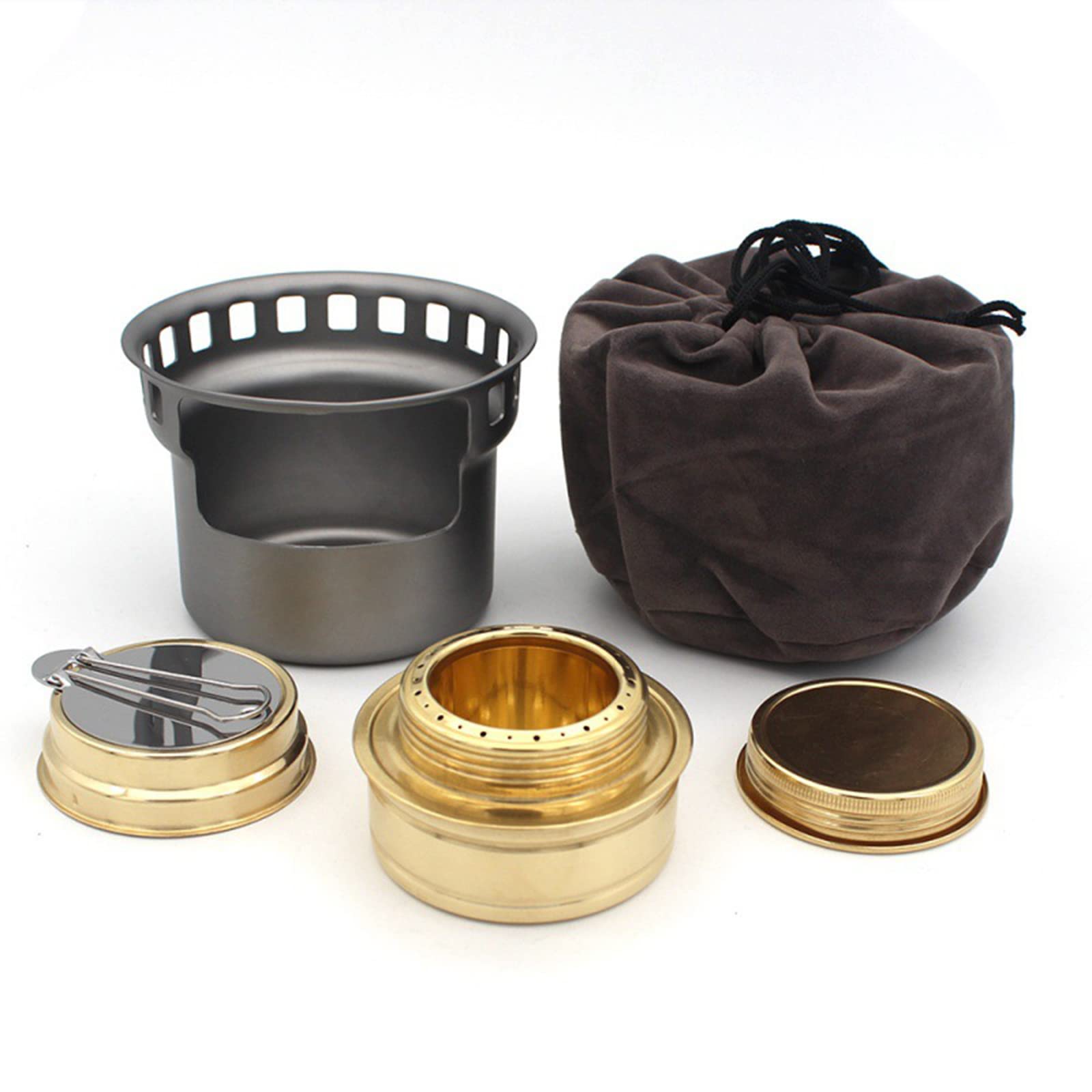 AnzAga Four portatif de brûleur d'alliage d'aluminium, réchaud à Alcool Ultra-léger extérieur pour Le Camping de randonnée de Pique-Nique de Sac à Dos