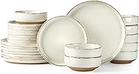 AmorArc 24-Piece Ceramic Dinnerware Set for 8 - Handpainted Lead-Free Stoneware Plates & Bowls, Scratch-Resistant, Dishwasher Microwave Safe