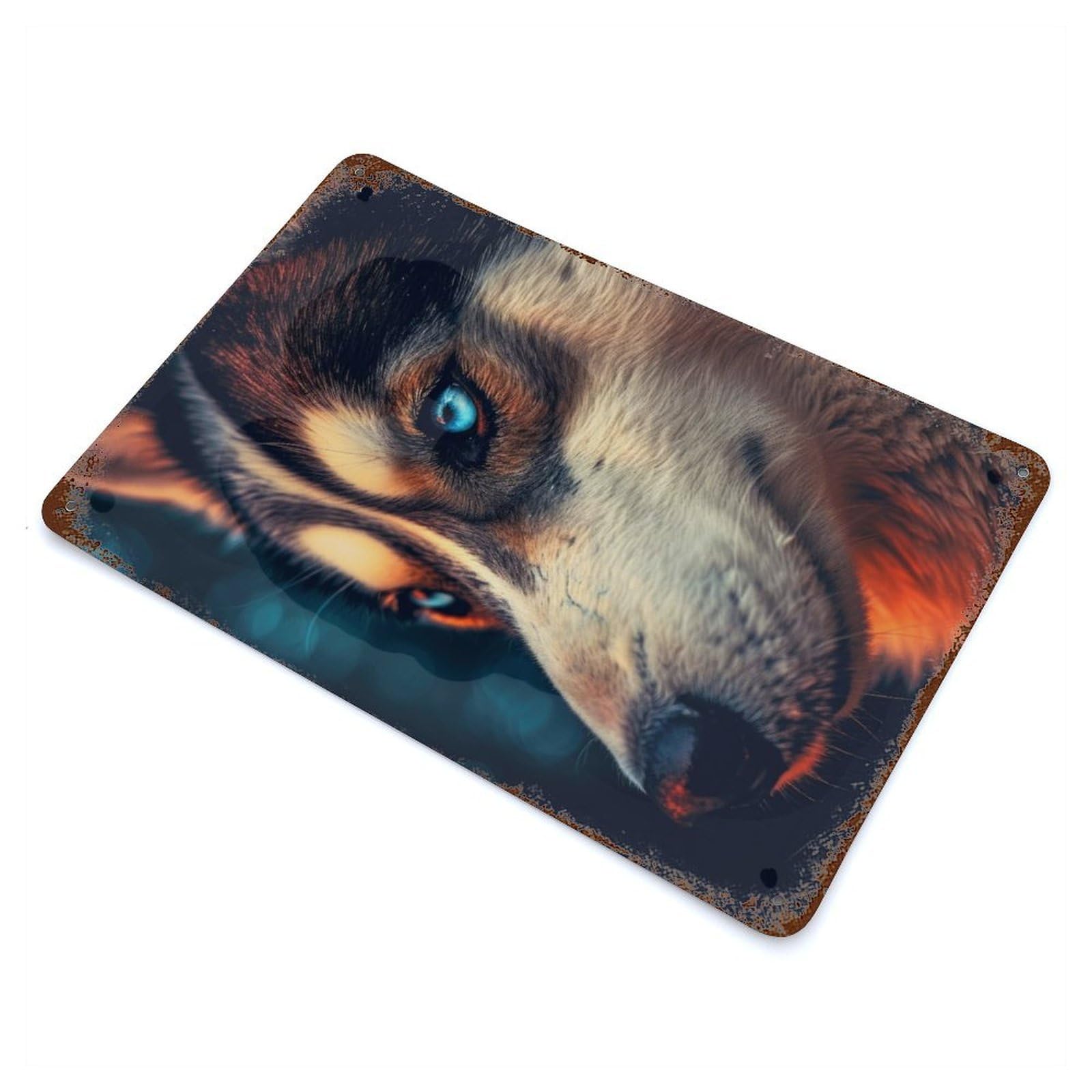 Husky Closeup Face 11.8"x7.9" Vintage Metal Tin Sign, Novelty Wall Decor for Basement, Hobby Room And Garage Decor