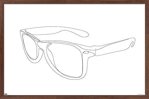 Trends International LINE AND BRUSH - Continuous Line Sunglasses Wall Poster, 22.37" x 34.00", Mahogany Framed Version
