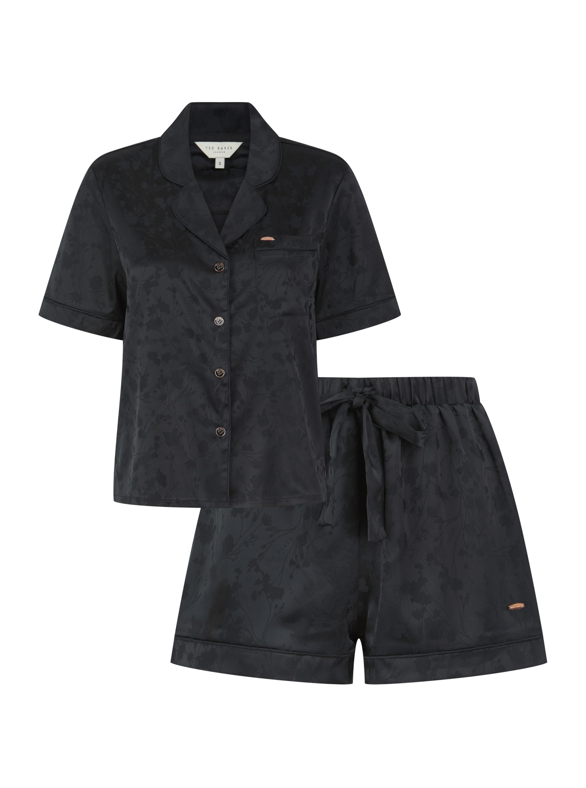 Ted Baker women's Zara short sleeve satin Jaquard pijama Black