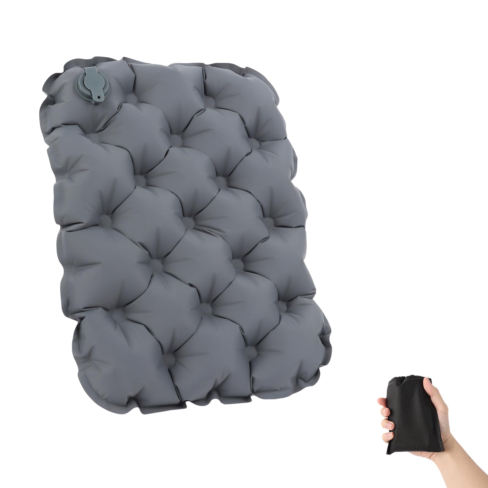 Poeruse Portable Inflatable Seat Cushion, Air Seat Cushion Inflatable, Lightweight Seat Pad for Airplane Camping Walking Hiking Travel Fishing Boating (Gray)