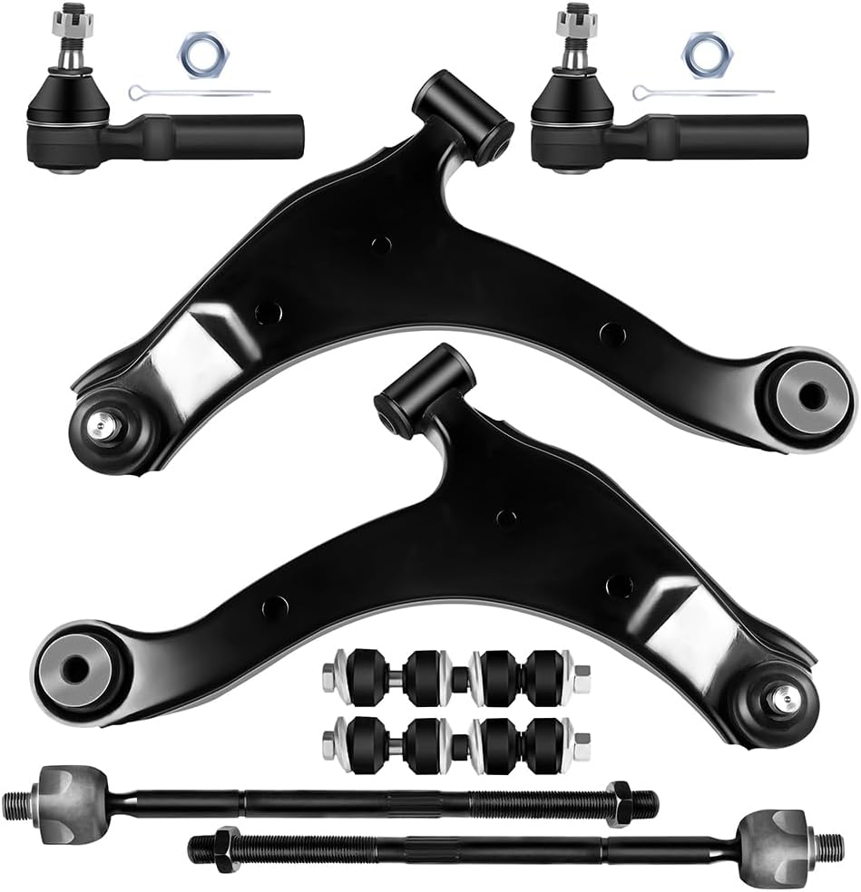 Front Lower Control Arm w/Ball Joint fit 2001-2005 for Dodge Neon 2001-2010 for Chrysler PT Cruiser, Suspension Kit with Inner Outer Tie Rod End Sway Bar Link - 8pc Set
