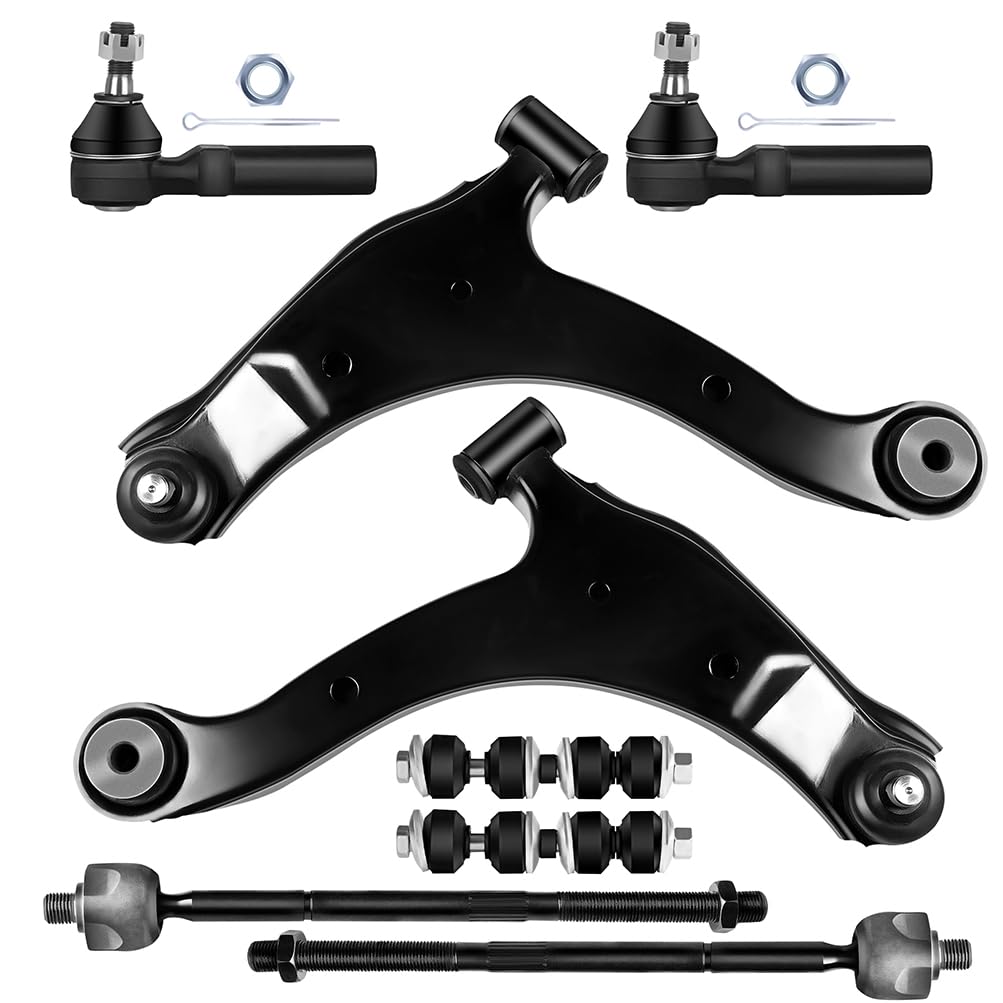 8-PC SET Suspension Kit fit 2001-2005 for Dodge Neon 2001-2010 for Chrysler PT Cruiser Front Lower Control Arm and Ball Joint Outer Inner Tie Rod End