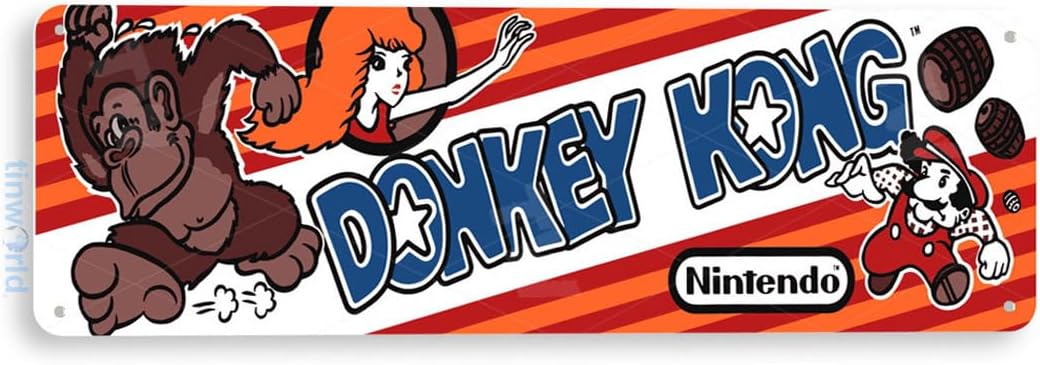 Tinworld Tin Sign: Donkey Kong Arcade Shop Game Room Marquee Metal Decor Retro Console A331