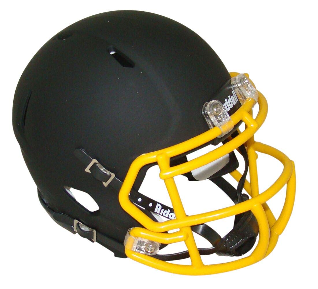 Matte Black with Gold Mask Blank Riddell Revolution Speed Mini Football Helmet (Decorative Mini Helmet - NOT Wearable