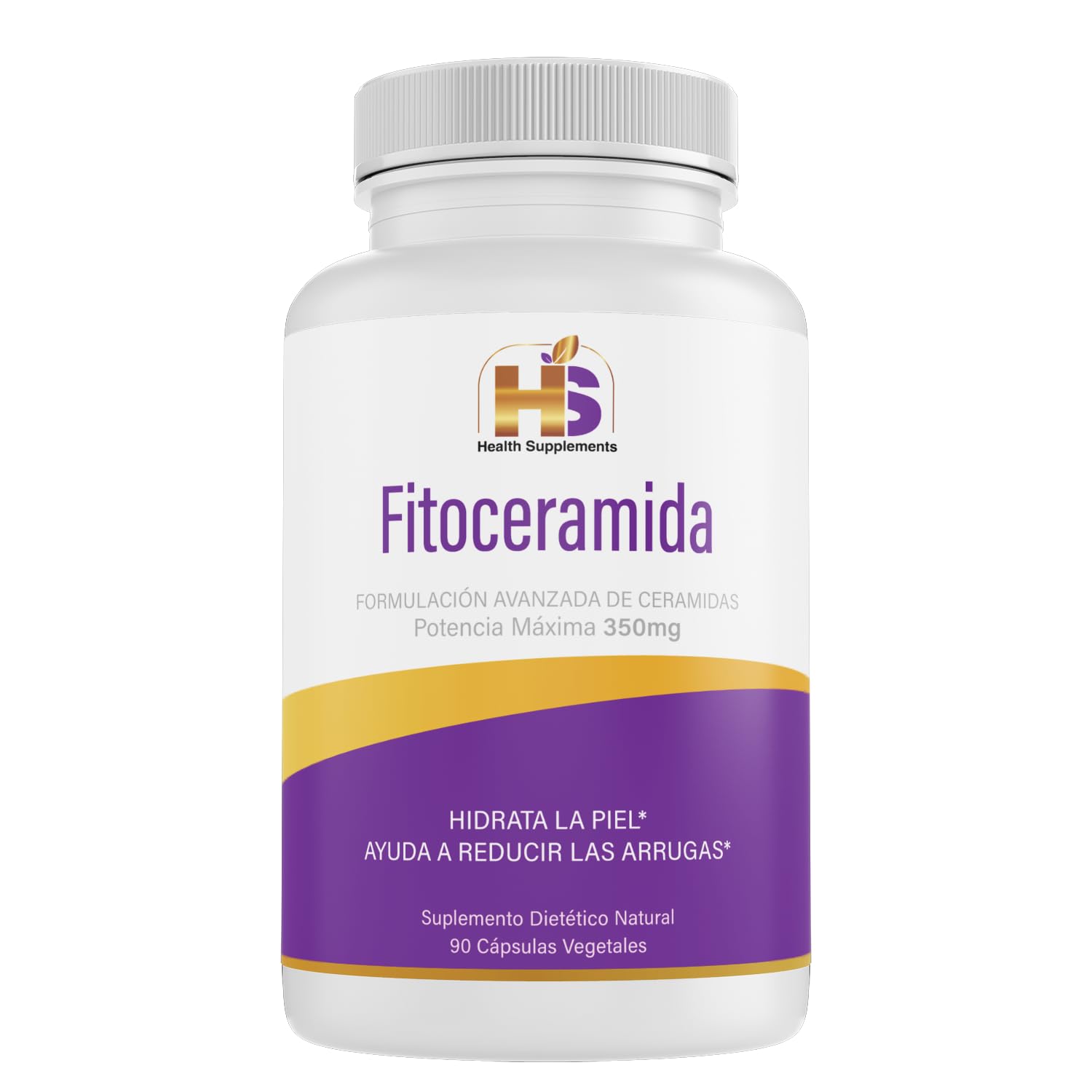 Fitoceramida 350 mg, 90 cápsulas de ceramida de arroz, ayuda a reducir las arrugas e hidratar la piel desde el interior. 100% natural, libre de OGM, sin gluten