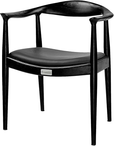 Vista 5 de Tomile Silla de comedor tapizada Kennedy, sillas de cocina y comedor modernas de mediados de siglo con asiento acolchado de piel sintética, codo