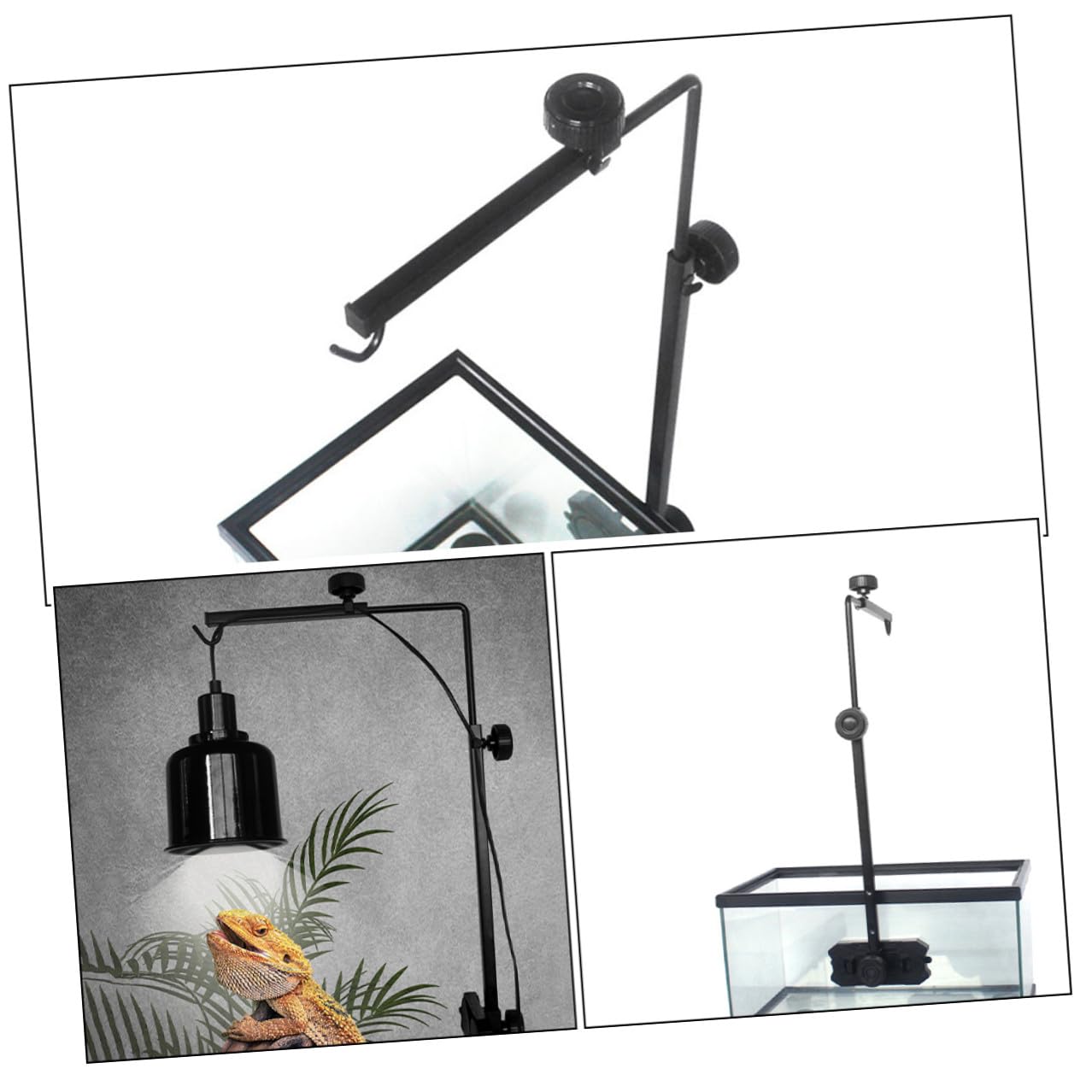 Garneck Supporto Regolabile per Lampada da Basking Tartarughe e Rettili Staffa in Robusta per Acquari e Vasche Accessorio per Illuminazione Serbatoio