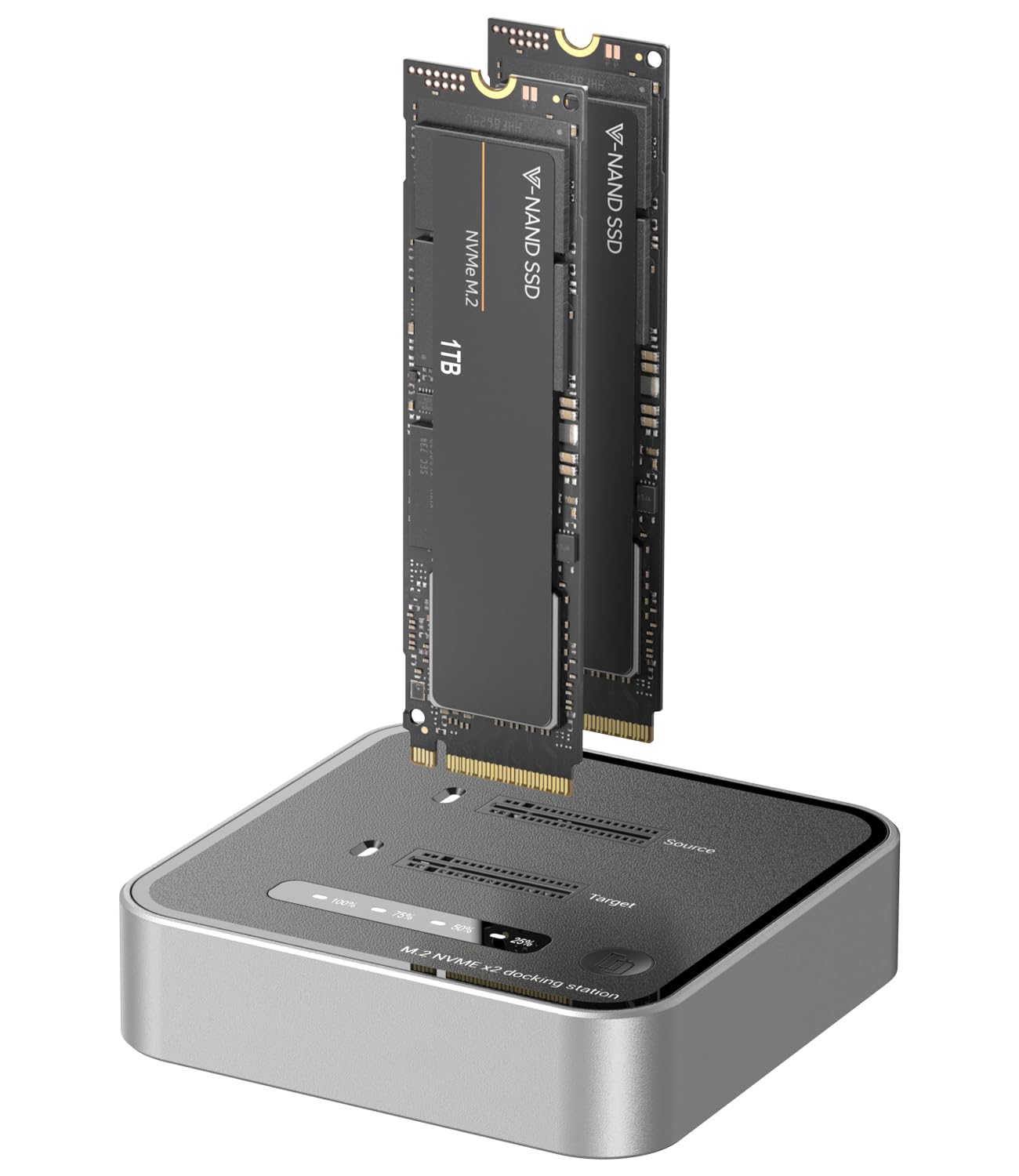 GODO NVMe/SATA M.2 Duplicator Dual-Bay Offline Clone USB C To NVME/SATA Docking - View #2
