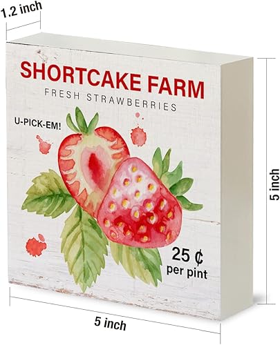 Miniatura 2 de Letrero rústico de madera de fresa, caja de madera de fresa, letrero decorativo de verano, placa de bloque para el hogar, cocina, escritorio, mesa,