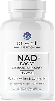 DR. EMIL NUTRITION NAD+ Boost - Nicotinamide Riboside Supplement for Longevity, Healthy Aging & Cellular Regeneration - NAD Supplement with with Berberine, L-Theanine & Niacin - 30-Day Supply