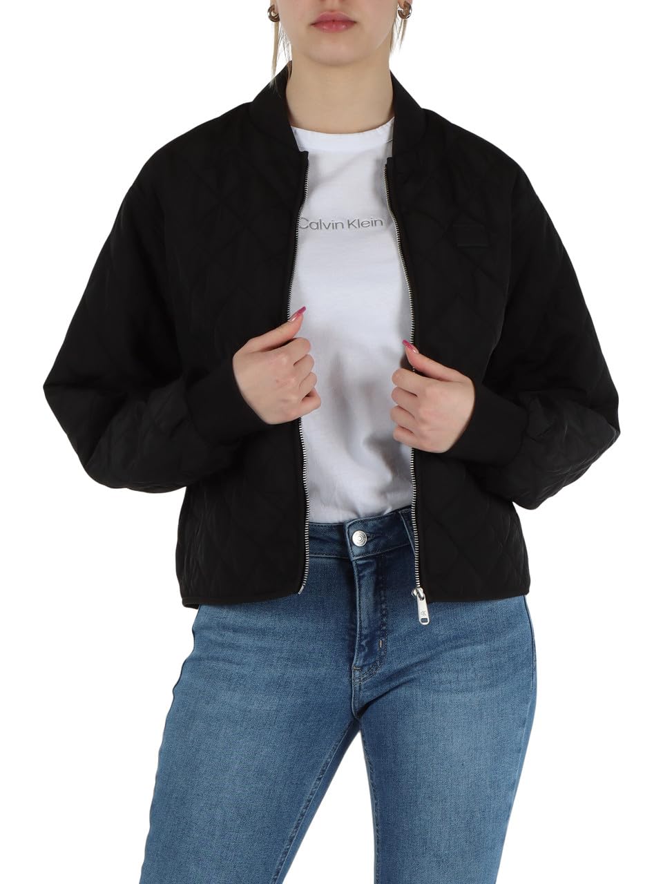 Calvin Klein Jeans Damska kurtka pikowana LW J20J224701 Inne kurtki, czarna (Ck Black), L, Czarny (Ck Black), L