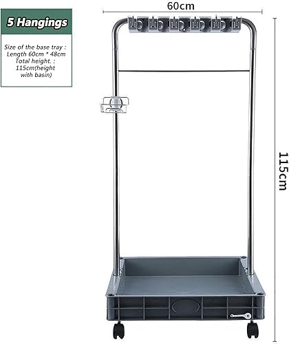Miniatura 6 de CCTUNG Estante de fregona móvil montado en el suelo con ruedas, mopas húmedas, estantes de utilidad para escoba y fregona, organizador de