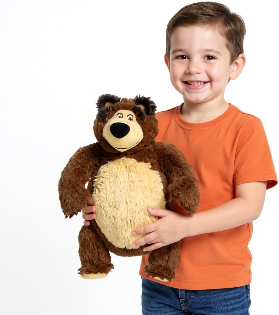 Masha and the Bear Official Bear Plush Toy – 15” Stuffed Animal from Cartoon – Soft & Cuddly Character Gift for Boys & Girls – Collectible Teddy from Popular Animated Series
