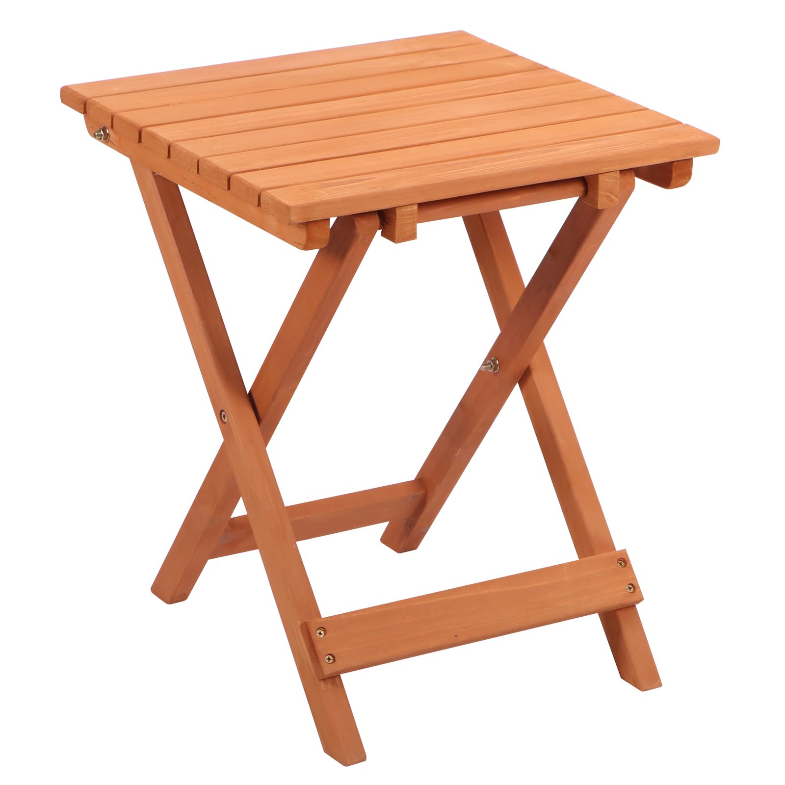 Panana Small Folding Garden Table, Solid Wooden Outdoor Side Table, Foldable Coffee Table for Patio Balcony Bistro Picnic Camping, Square Wood Plant Stand, No Assembly Required