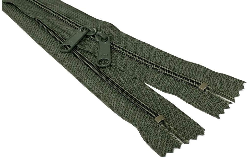 18 Pieces 30 Inches Double Slide Zipper YKK #4.5 Coil with Two Long Pull Head to Head Closed Ended on Both Sides 18 Assorted Colors - Made in USA