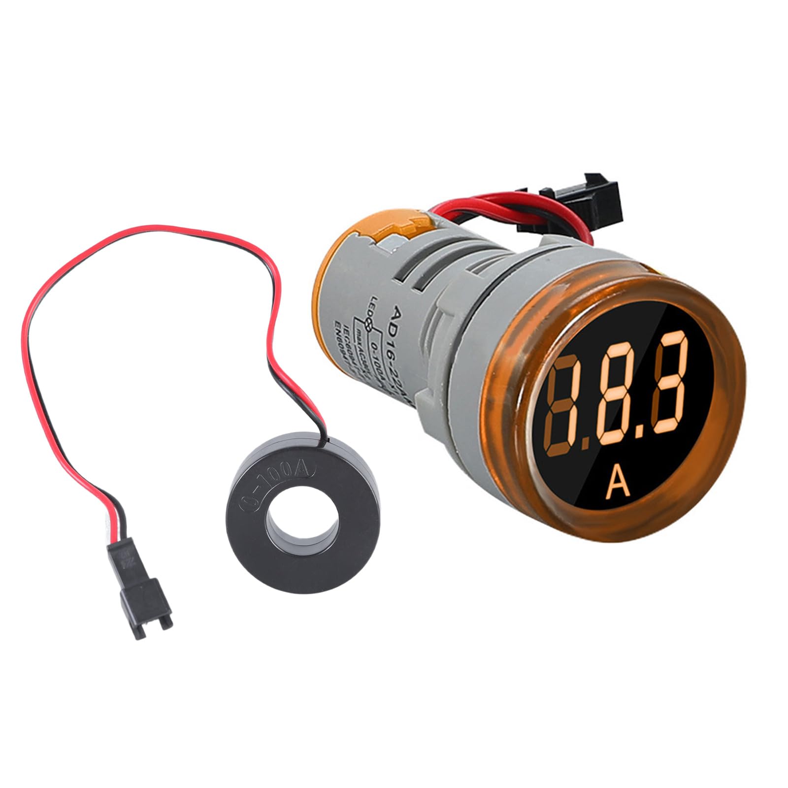22mm Round LED Ammeter Voltmeter Display Voltages Current 0-100A Meter Indicators LED Display for Industrial Equipment Frequency Measuring Device