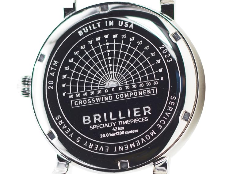 Brillier Men's 42 mm Automatic Dress Watch, Airborne X1, 660 ft WR, Easy to Read White DIAL(Green Glow in Dark), Blue Leather Strap ARBN42GR3