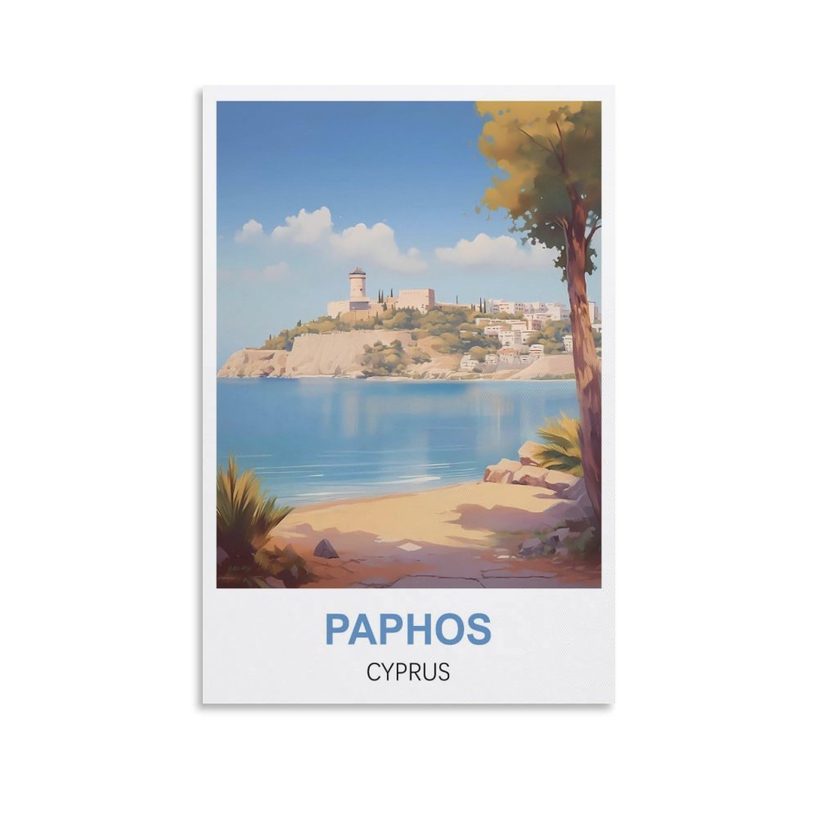 Hnrojico Unframe-Style Paphos Cyprus Vintage Travel Posters 08X12inch(20X30cm) Canvas Wall Art Poster Prints