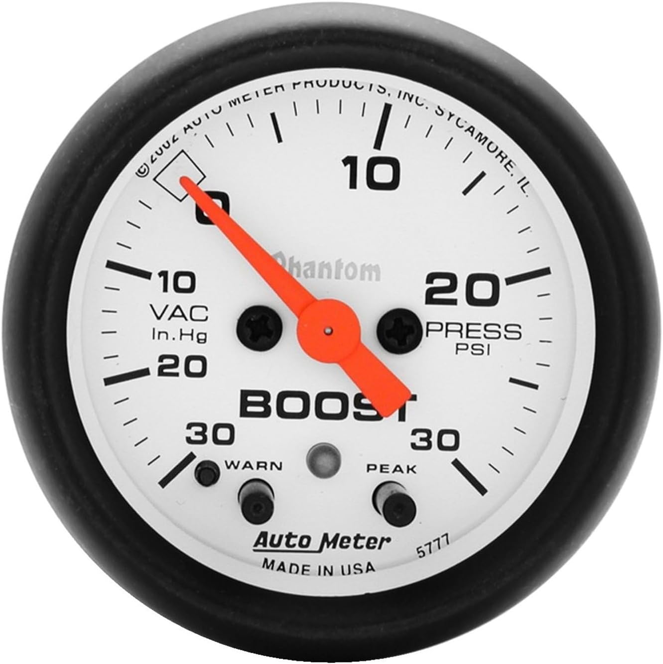 Auto Meter 5777 Phantom Electric Boost/Vacuum Gauge,2.3125 in.