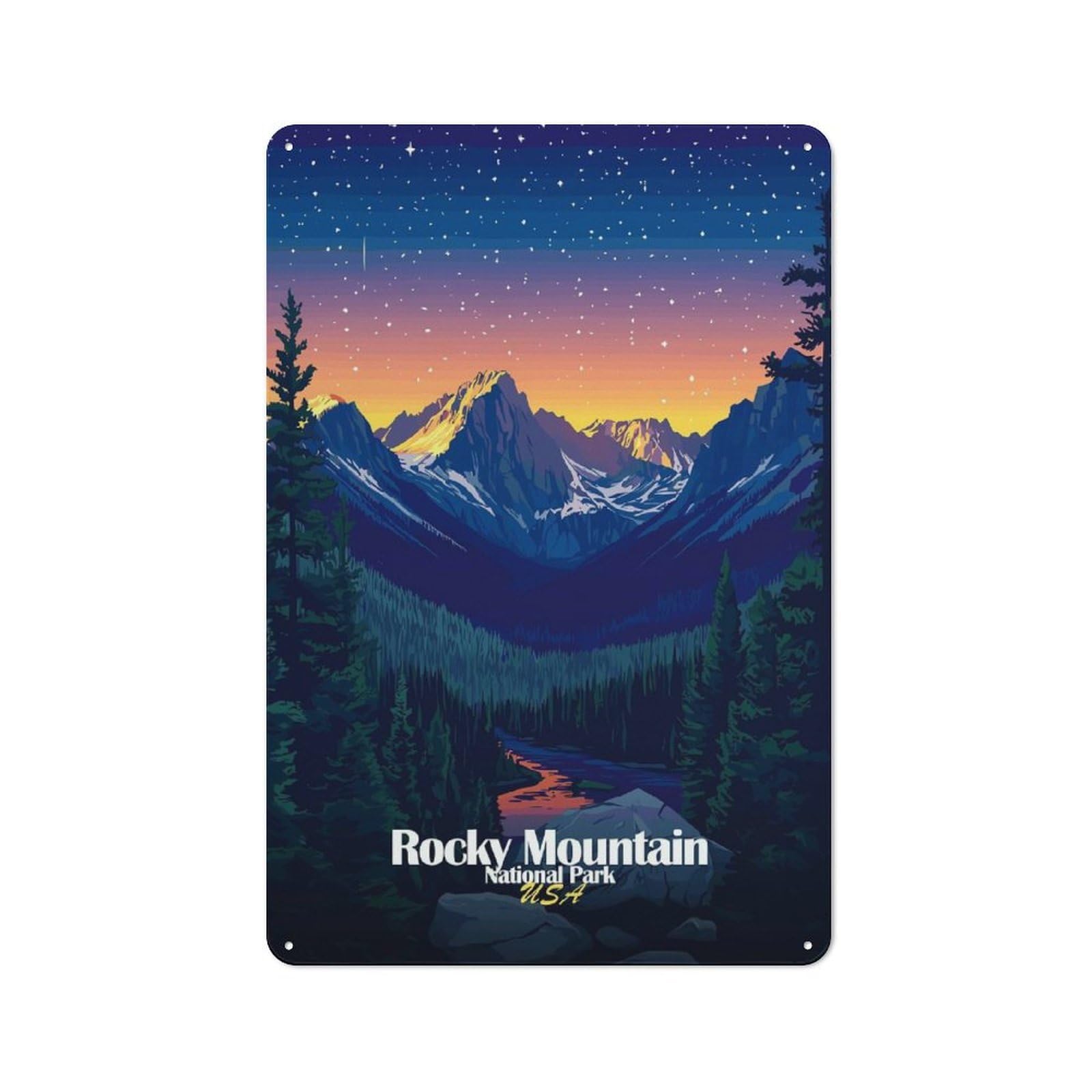 Junmoney Style-23 Rocky Mountain National Park Tin Wall Sign 30X20cm, Loft Style Industrial Wall Decor For Loft, Studio, Office Or Creative Room
