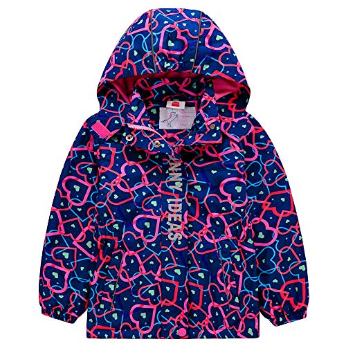 AIWUHE Mädchen Softshelljacke Herbst Übergangsjacke mit Fleecefütterung Wasserdicht Outdoor Kinderjacke warm atmungsaktiv Wanderjacke Windjacke Herz Motiv 98/104 Cover