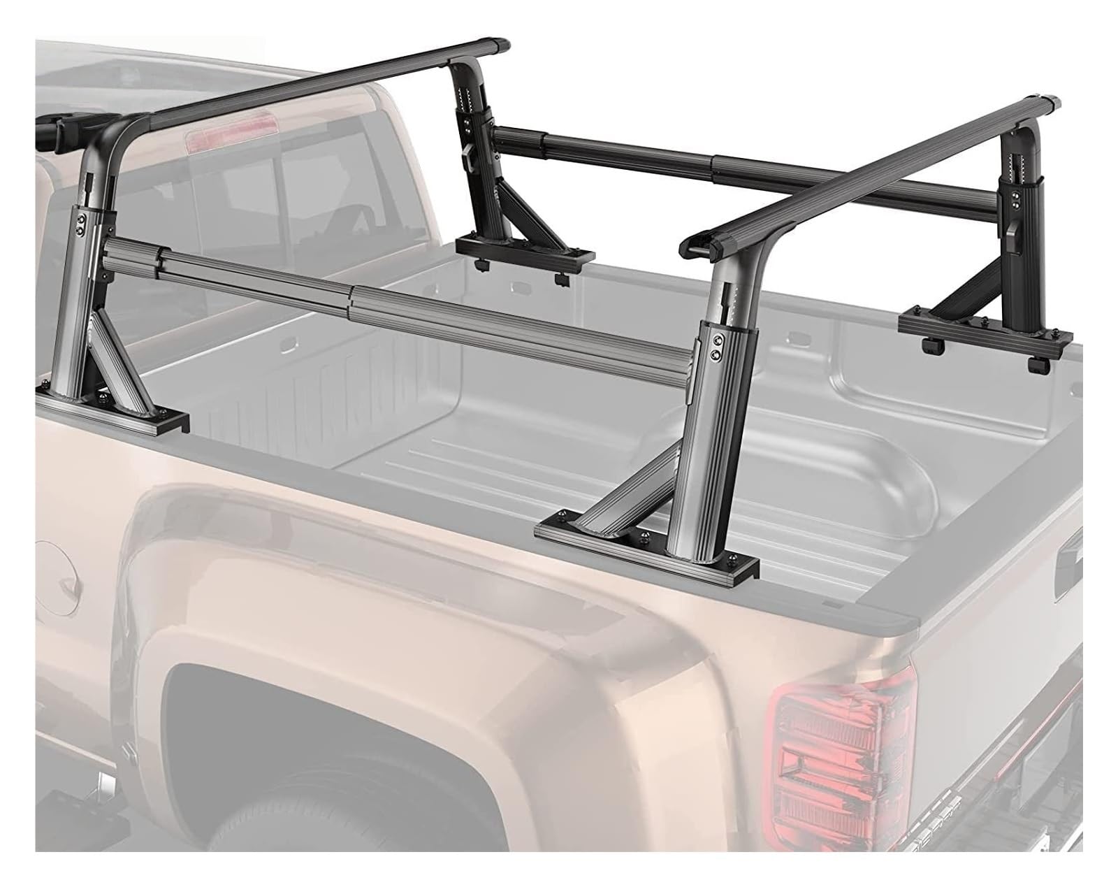 HRTLSS Coche Portaequipajes Estante de Aluminio para Plataforma camión, Barras transversales Extensibles para Carga camioneta, para Silverado para Tundra para Tacoma(Standard Box)