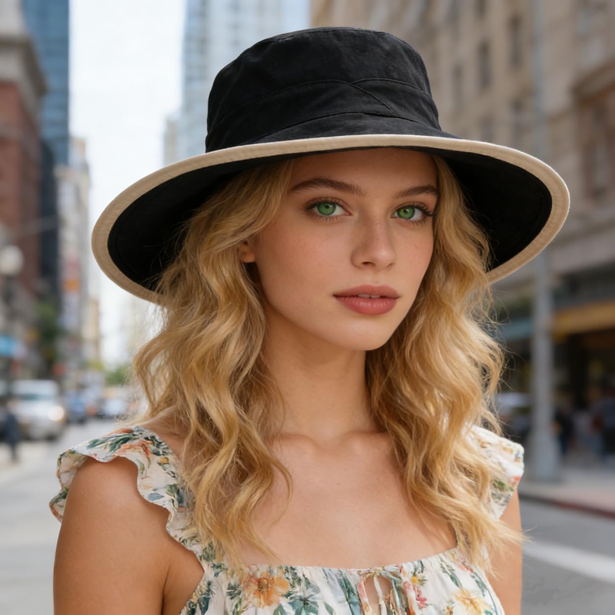 Women Wide Brim UPF50 UV Foldable Quick Dry Sun Bucket Hat Beach Fishing