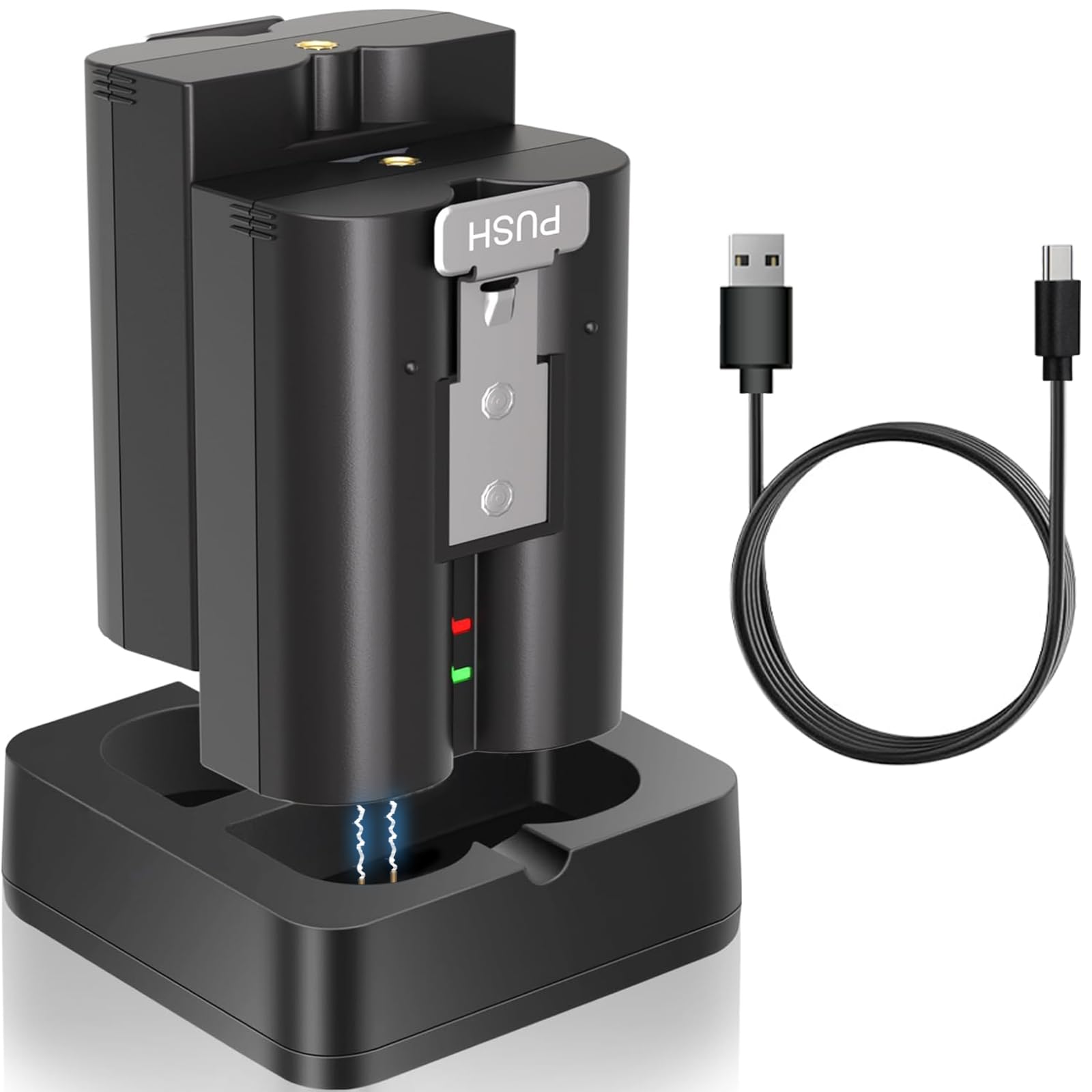 2PCS Replacement Ring Battery Pack V4 for Ring Doorbell - 6040mAh Rechargeable Camera Batteries with USB C Charger Station for Ring Video Doorbell 2/3/3 Plus/4, Spotlight & Stick Up Cam