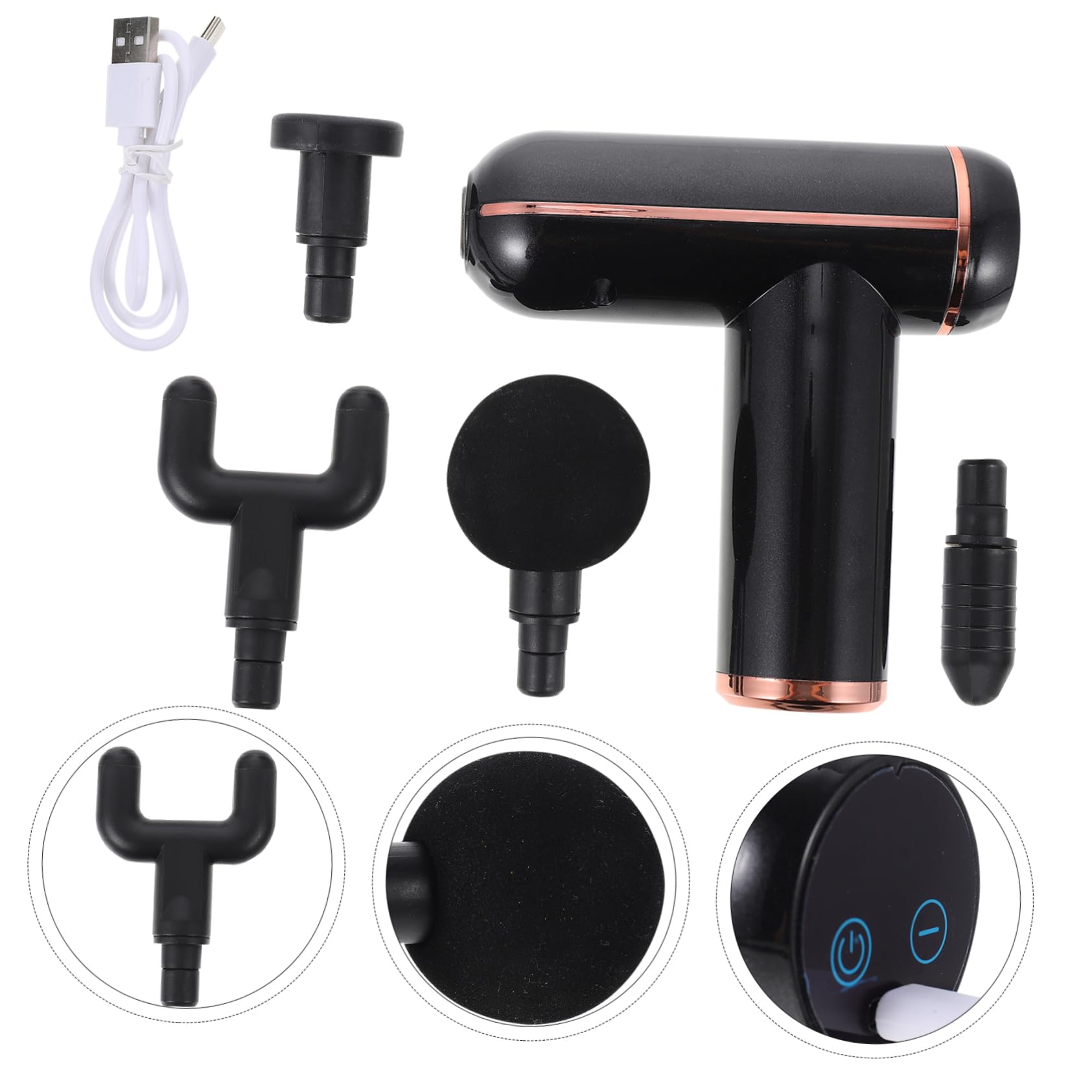 Abaodam Pistola Massaggio Muscolare Profonda Rilassamento Muscolare Portatile USB 4 Testine Massaggianti per Yoga e Viaggi 1800mah Nero