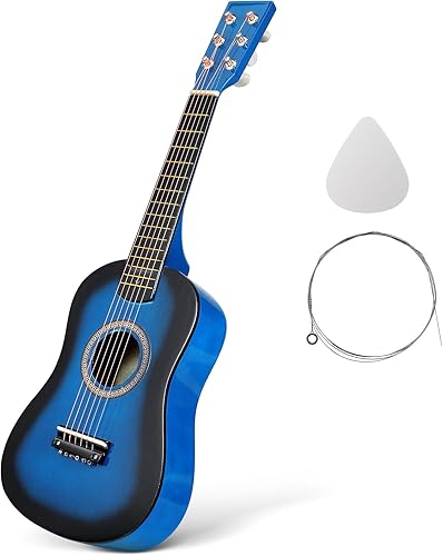Kisangel Guitarra acústica para niños de 23 pulgadas, color azul, para aprendizaje de música, perfecta para práctica en casa y entretenimiento